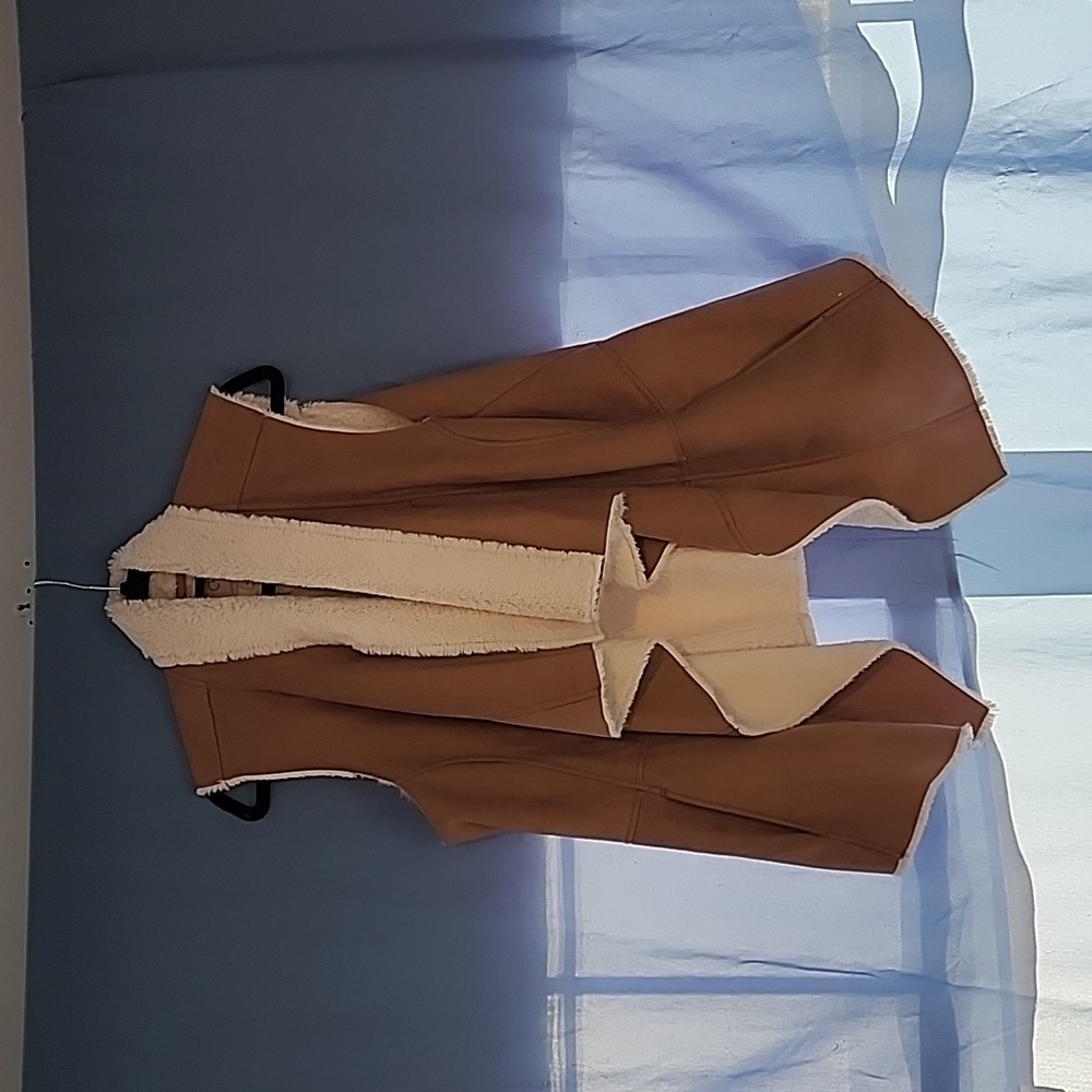 Faux fur lined open vest